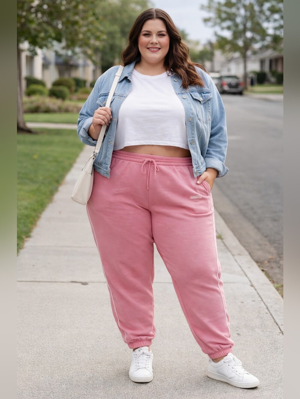 adidas Pink Track Sweatpants with White Piping
